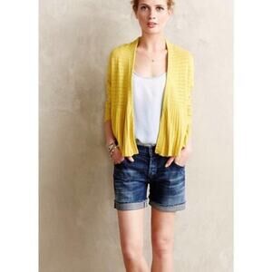 Anthropologie Moth | Yellow Peplum Hem Open Front Cardigan
